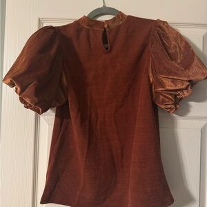 THML Rust Puff Sleeve Blouse